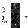 Elemental Iconic Kids Water Bottle with Straw Lid & Stress Relief Pop It Handle, Leak-Proof When Closed, Triple Insulated Kids Stainless Steel Water Bottle For Girls and Boys, 14oz - Black Camo - Image 2