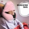 Travel Pillow, Neck Pillow for Travel with Hood for Airplane, Velvet Memory Foam Neck Pillow Women Lady Head & Neck Support, for Long Flights Plane, Office, Cars Sleeping & Rest (Pink) - Image 8