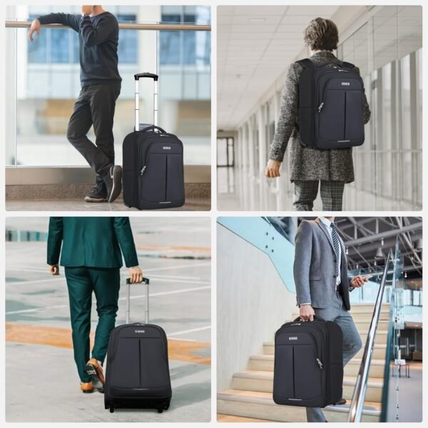 Rolling Backpack for Adults,17 Inch Waterproof Carry on Backpack with Wheels,Wheeled Backpack Carry on Luggage,Trolley Laptop Backpack with Wheels, Black - Image 7