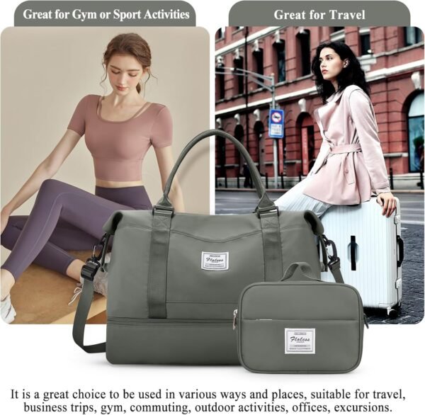 Weekender Bags for Women,Personal Item Travel Bag with Shoes Compartment,Overnight Travel Duffel Bag with Toiletry Bag - Image 9