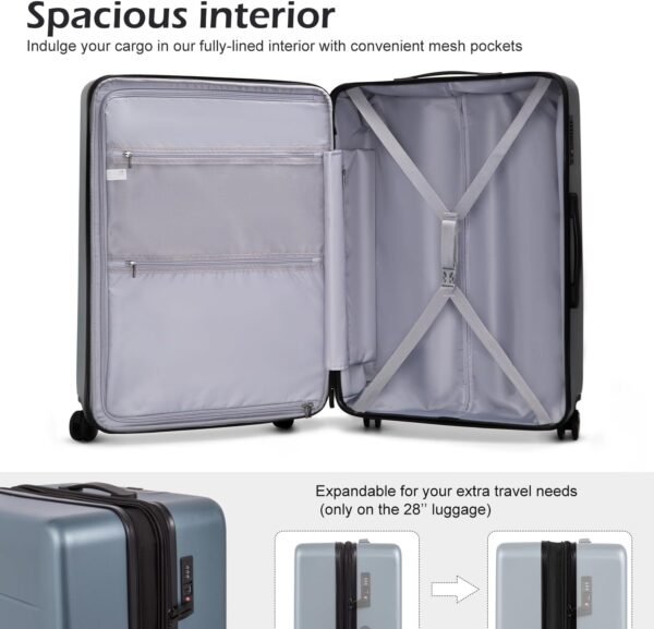 Coolife Luggage Suitcase Piece Carry On ABS+PC Spinner Trolley with pocket Compartmnet(Sakura pink, 20in(carry on)) - Image 5