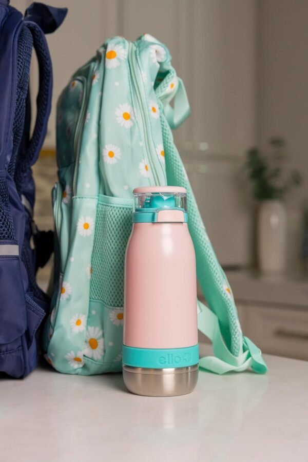 Ello Emma 14oz Vacuum Insulated Stainless Steel Kids Water Bottle with Straw and Built-in Carrying Handle and Leak-Proof Locking Lid for School Backpack, Lunchbox and Outdoor Sports - Image 5