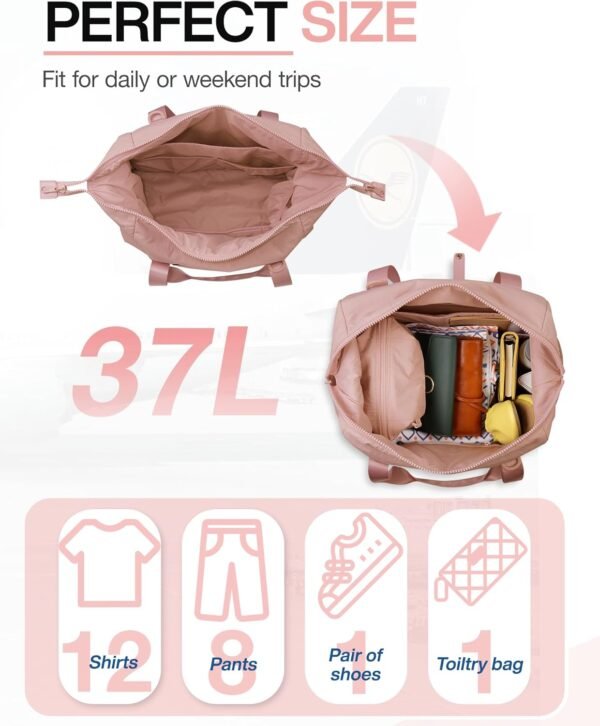 BAGSMART Weekender Bags for Women, Travel Duffel Bags with Shoe Compartment,Personal Item Travel Bag with Toiletry Bag - Image 5
