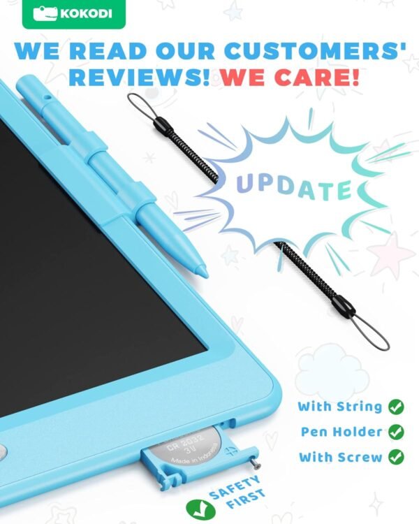 KOKODI LCD Writing Tablet, 10 Inch Colorful Toddler Doodle Board Drawing Tablet, Erasable Reusable Electronic Drawing Pads, Educational and Learning Toy for 3-6 Years Old Boy and Girls - Image 2