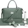 Travel Duffel Bag for Women, Overnight Weekender Bag with Wet Pocket & Trolley Sleeve, Carry On Tote Bag Sports Gym Bag Green - Image 8