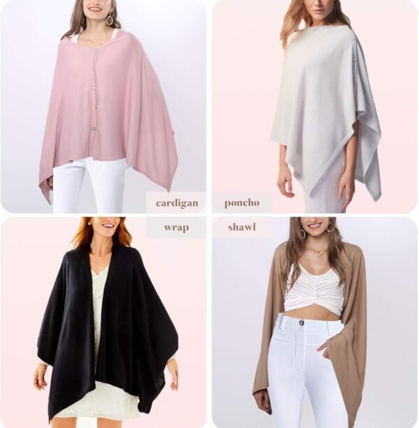 MissShorthair Women's Lightweight Knitted Scarf Poncho Sweater Cape Shawl Versatile Spring Summer Ponchos Wraps - Image 6
