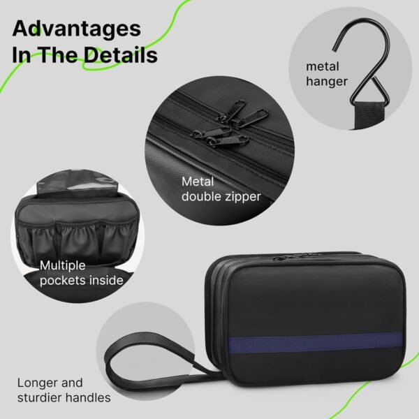 Toiletry Bag for Men - Travel toiletry bag men Wet and Dry Separation toiletry bag with Visual PVC Compartment Waterproof Material Double Zipper Extra compartments for neat organization. - Image 5