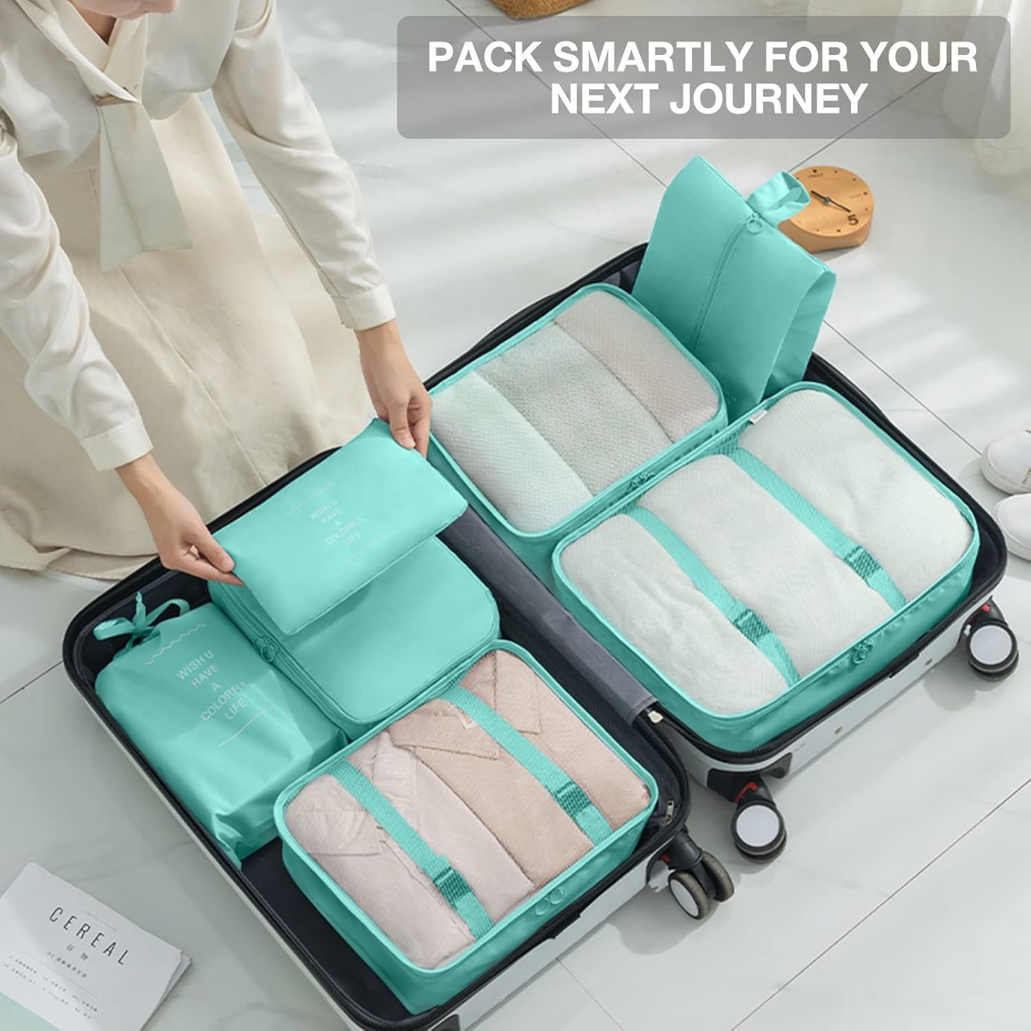 Packing Cubes for Suitcases,Packing Cubes with Shoe Bag, Cosmetics Bag, Clothing Bag, Accessories Bags Packing Cubes for Travel Luggage Organizer Women Men - Image 7