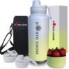 (2-in-1) 32oz Insulated Water Bottle with Straw & Storage Compartment | Double-Walled Stainless Steel with Carry Bag, 2 Lids, Handle | Hot & Cold Leakproof Thermos for Gym & Travel - BPA-Free