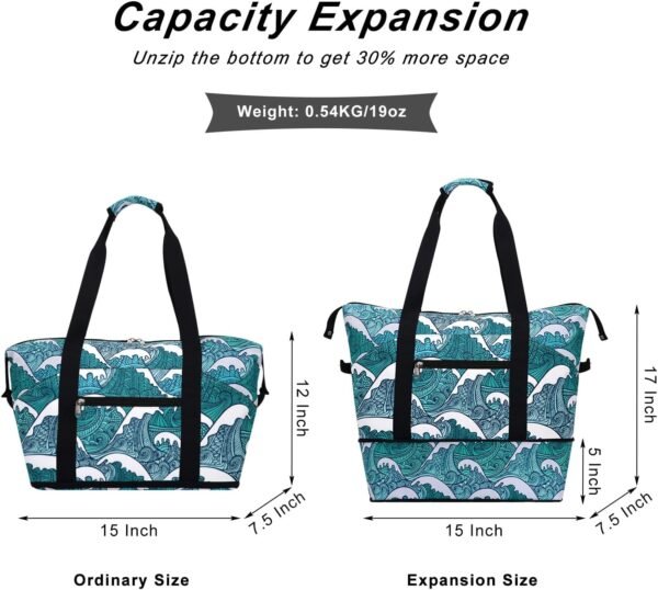HAWEE Expandable Duffel Bag for Women with Trolley Sleeve/Wet Pocket Weekender Travel Tote Large Carry On Overnight Luggage - Image 2