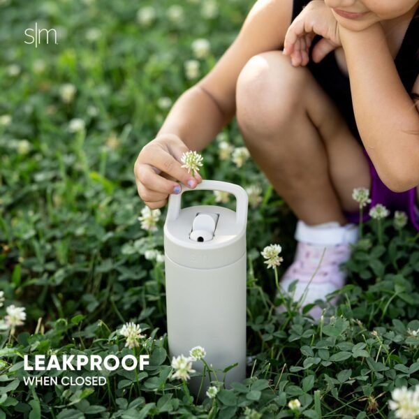 Simple Modern Kids Water Bottle with Straw lid | Insulated Stainless Steel Thermos | Reusable Water Bottles for Girls, School & Sports | Leak Proof & BPA Free | Mesa Collection | 16oz, Sea Glass Sage - Image 7