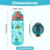 Kids Water Bottle for School or Travel, 20 Oz 2 Pack Durable Plastic Water Bottle with Silicone Straw and Pop-Up Spout Cover, BPA Free & Dishwasher Safe(Rocket & Ocean Animals) - Image 3
