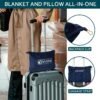 Vessia Travel Blanket for Airplane, Train and Car, Warm and Soft Travel Blanket in Bag for Adults and Kids, Portable Compact Long Flight Blanket with Luggage Sleeve, Backpack Clip(Navy) - Image 4