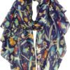 GERINLY Scarfs for Women Lightweight Floral Birds Print Cotton Scarves and Wraps for Fall Shawl