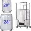 2PCS Clear PVC Suitcase Cover Protectors Transparent Luggage Cover Waterproof Wheeled Suitcase Dust Cover Dustproof Travel Luggage Sleeve Protector (20"+28")