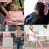 Travel Blanket Pillow with Pockets, Airplane Blanket Set, Plane Blanket Compact Packable, Flight Essentials Car Pillow - Travel Essentials Gift for Women and Men on Airplanes - Pink - Image 4