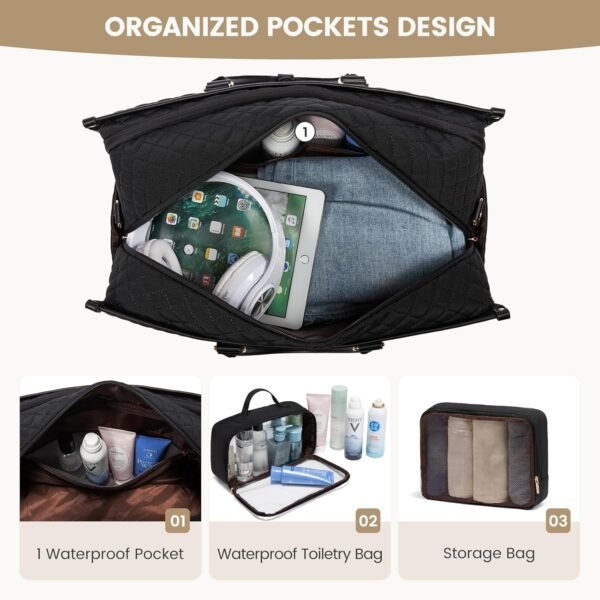 LOVEVOOK Travel Duffle Bag, Weekender Bag for Women with Toiletry Bag Carry on Overnight Bag with Laptop Compartment, Hospital Bag for Labor and Delivery, Gym Bag with Wet Pocket Shoe Bag - Image 2