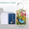Blue Butterfly Luggage Tag,Tulip Flowers Luggage Tags of Set 2 Leather Identifiers Privacy Cover with Stainless Steel Loop for Women Men Travel Bag Suitcase - Image 3