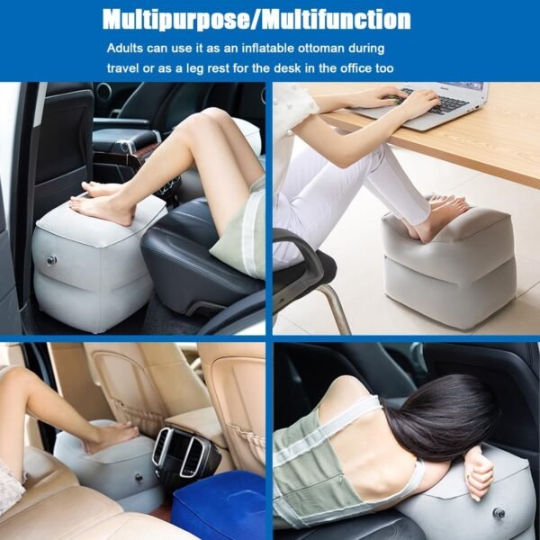 2 Pack Inflatable Foot Rest for Air Travel,Airplane Travel Foot Rest Adjustable Height,Car/Airplane,Footrest Pillow with Pump for Office,Airplane,Train,Cars,Home - Image 6