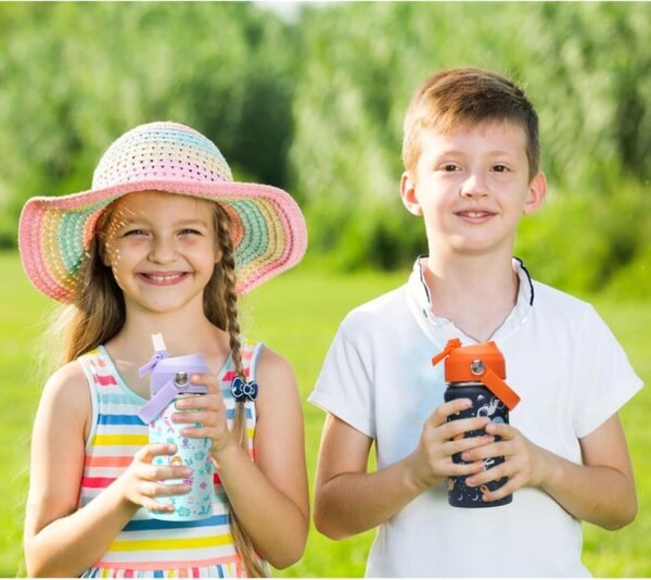 Kids Insulated Water Bottle with Straw Lid, 14oz Double Wall Vacuum 18/8 Stainless Steel Kids Tumbler, BPA-FREE Leak Proof Toddler Metal Water Bottle Kids Cups for School Travel Boys Girls - Image 9