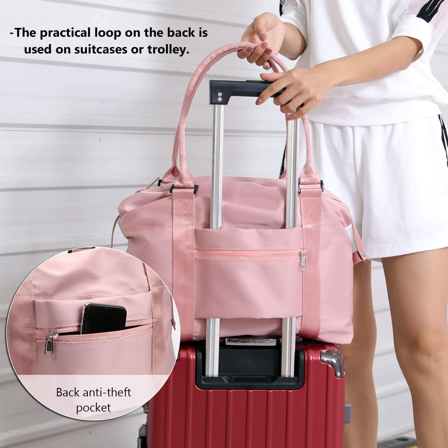 forestfish Duffle Tote Bag Weekender Bags for Women Travel with Trolley Sleeve - Image 5