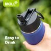 Kids Insulated Water Bottle with Straw-16 oz Stainless Steel Double Wall Vacuum Wide Mouth Water Bottle for School-Metal Travel Water Flask with Silicone Boot (Royal Blue) - Image 2
