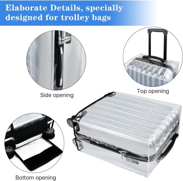 4 PCS Luggage Covers,20/22/24/28 In Clear PVC Suitcase Covers for Luggage,Waterproof Luggage Protector for Travel (Transparent Border, Regular Style) - Image 4
