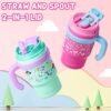 Fimibuke Kids Insulated Tumbler with Handle & Straw - 16oz Leak Proof Toddler Tumbler with Sip/Swig 2-in-1 Lid, BPA FREE 18/8 Stainless Steel Kids Water Bottle Drinking Cups Travel Mugs for Boys Girls - Image 4