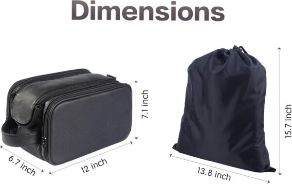 Elviros Travel Toiletry Bag for Men,Large Shaving Dopp Kit Water-resistant Bathroom Toiletries Organizer PU Leather Cosmetic Bags - Image 7