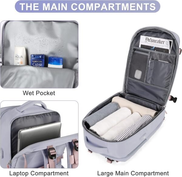 coofay Travel Backpack For Women Airline Approved Carry On Backpack Flight Approved Waterproof Sports Luggage Backpack Casual Daypack Small Hiking Backpack - Image 4