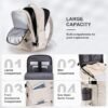 HOMIEE Travel Backpack for Women, Carry On Backpack with USB Charging Port, TSA Approved Personal Item Bag Spirit Airlines, 15.6 Inch Laptop Backpack for Colllege Work, Beige - Image 4