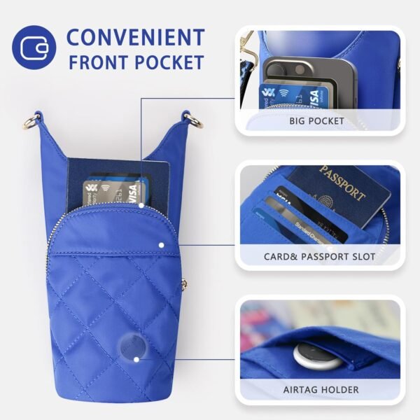 Water Bottle Carrier Bag with Phone Pocket for Stanley 25 & 32 oz, Insulated Water Bottle Holder Pouch with Airtag Passport Pocket Card Slot, Used for Stanley Cup Accessories and travel - Image 4