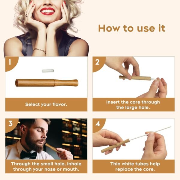 Quit Smoking Inhaler,Essential Oil Inhaler,Portable Smokeless Inhalers,Wooden Vaporless Inhaler,Mini Travel Essentials,Gifts for Men Who Have Everything,Gifts for Women - Image 5