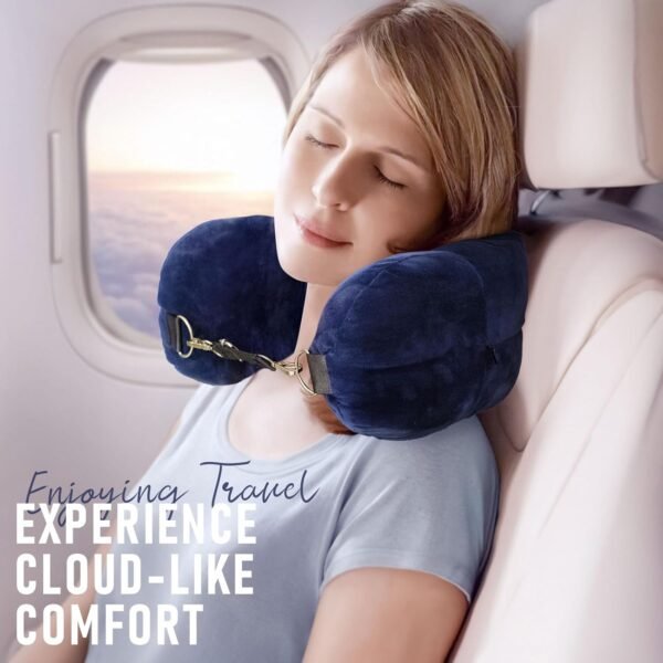 Travel Neck Pillow Stuffable with Clothes, Stuffable Neck Pillow for Travel, The Fillable Neck Pillow Storage Bag, Soft Velvet Neck Pillow Case Cover, Packable Airplane Travel Pillow - Image 6