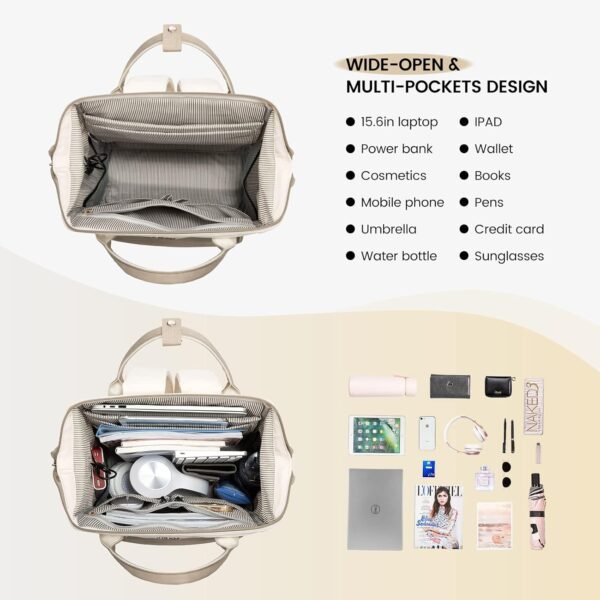 LOVEVOOK Laptop Backpack Purse for Women Waterproof Teacher Nurse Bag, 15.6 inch Work laptop Bag with USB Port, Business Travel Computer Backpack - Image 2