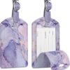 2 Pack Luggage Tags, Fintie Leather Name ID Labels with Privacy Cover for Travel Bag Suitcase