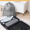 Travel Laundry bags, 2 Pack Dirty Laundry Travel Bag, Foldable Dirty Clothes Bag for Traveling, Washable and Small Laundry Bag with Handles for Suitcase, Gym, Camping, Black+Grey - Image 2