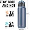 Oldley Insulated Water Bottle 20oz Water Bottles with Straw, Stainless Steel Water Bottle with 3 Lids, Double Wall Vacuum Bottels for Adults Kids,Leak-Proof Sport Bottles for School Travel, Navy Blue - Image 3