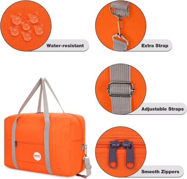 WANDF For Spirit Airlines Personal Item Bag 18x14x8 Travel Duffel Bag Underseat Foldable Carry-on Luggage for Women - Image 6