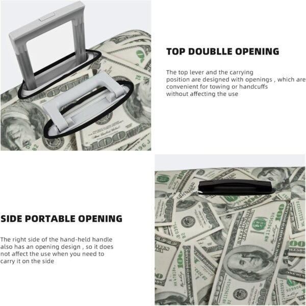 Money Luggage Suitcase Covers Elastic Washable 100 Dollar Bill Cash Present Luggage Protector Travel Suitcase Protective Cover For Kid And Adult, S (Fit 18-21 Inch Luggage) - Image 5