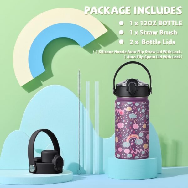 SENDESTAR Metal Insulated Water Bottle - 12oz/18oz BPA-FREE 18/8 Stainless Steel Travel Tumbler Double Wall Vacuum Leak Proof Kids Cup with Straw for Kids, School Boys Girls - Image 6