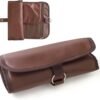 JIABEIUS Travel Toiletry Bag for Men, Water-Resistant PU Leather Compact Roll Mens Toiletry Bag, Hanging Toiletry Bag for Travel Essentials