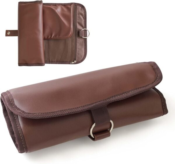 JIABEIUS Travel Toiletry Bag for Men, Water-Resistant PU Leather Compact Roll Mens Toiletry Bag, Hanging Toiletry Bag for Travel Essentials