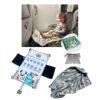 Baby Travel Essential 3-Piece kit: Elevate Your Child's Travel Comfort with The Airplane seat Extender for Kids/Toddler Airplane Bed/Airplane footrest (Monster Counting Band (White)