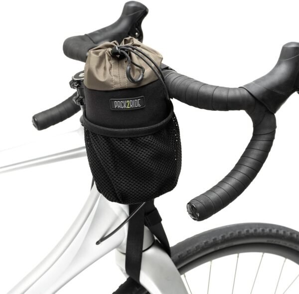 Bongo Bike Handlebar Bag - Water Resistant, Durable Cordura Fabric & Bicycle Large Water Bottle Holder - Front Biking Storage, Bikepacking Stem Bag for Cycling Travels (Black) - Image 2