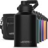 1 Gallon Water Bottle Insulated(Cold for 48 Hrs),BPA Free&Leak Proof,128oz Stainless Steel Water Jug,Big thermos,Large Water Bottle with Handle for Gym,Hiking,Camping&Travel,Black