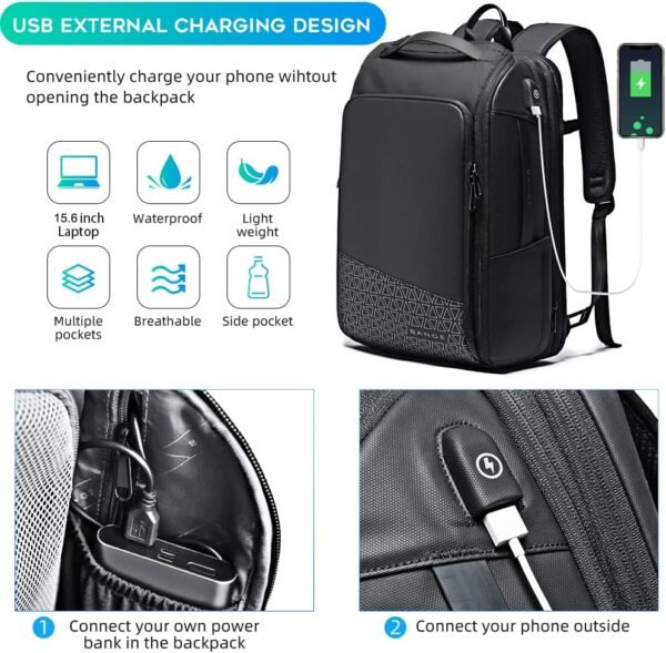 BANGE Travel Backpacks,Weekender Carry On Backpack, Waterproof Men's Business Laptop Backpack for 15.6inch - Image 4