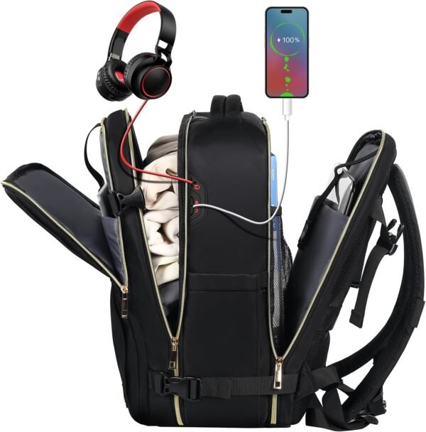 Travel Backpack for Women Men, 17.3"x13.4"x7.9" Carry on Backpack TSA Flight Approved Water-resistant Traveling Backpacks with Laptop Compartment Fits 15.6 Inch Laptop Casual daypack College - Image 7