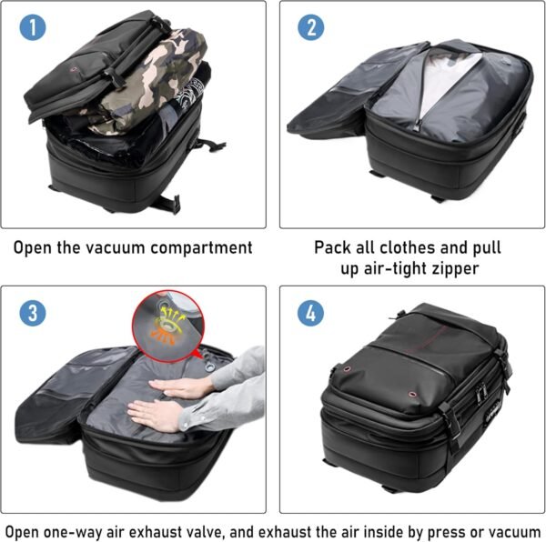 Airback Backpack, Expandable Travel Vacpack Backpack Vacuum Compression, Carry on Backpack - Image 3