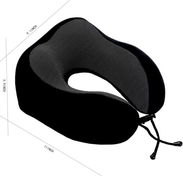 Memory Foam Travel Pillow, Neck Pillow with 360-Degree Head Support, Comfortable and Lightweight, Ideal for Sleeping on Airplane, Car, Train, Bus and Home Use, Comes with Storage Bag (Black) - Image 6